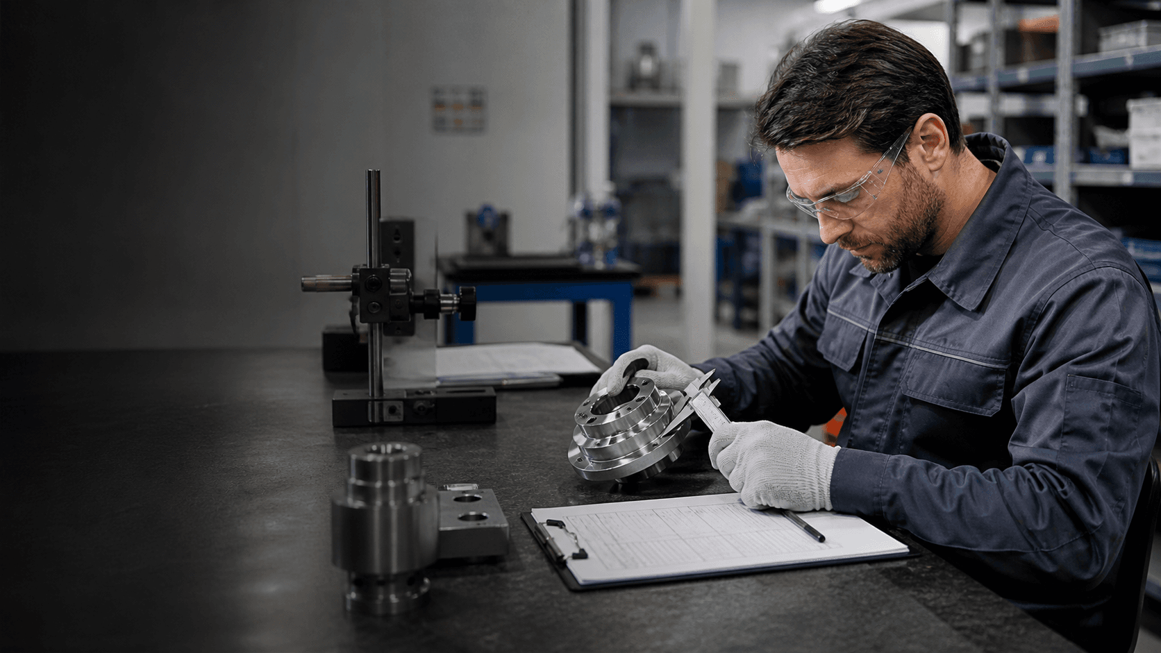 Technician performing an industrial inspection